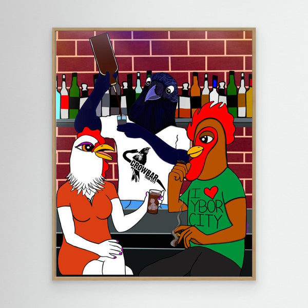 A Chicken and a Rooster Walk into Crowbar by Artysta LuLu