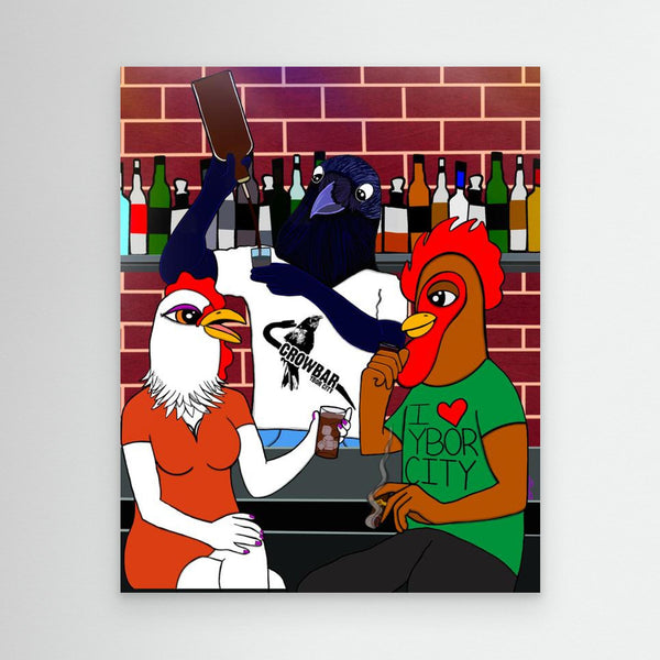 A Chicken and a Rooster Walk into Crowbar by Artysta LuLu