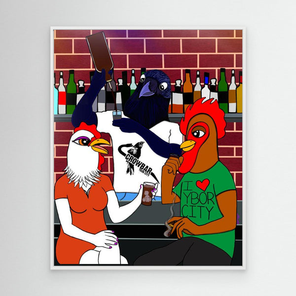 A Chicken and a Rooster Walk into Crowbar by Artysta LuLu